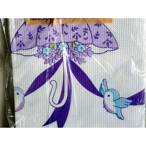 Vintage Crepe Paper Table Cover Umbrella Bluebird 54x102 Sealed NOS - Picture 3 of 5